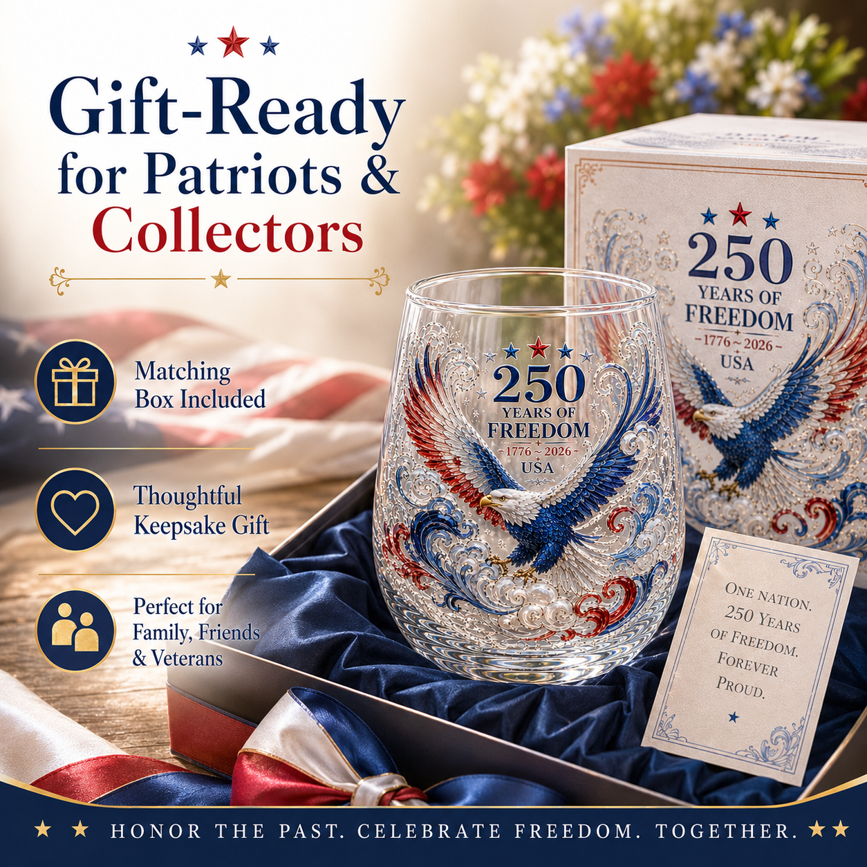 🇺🇸 Limited Edition 2026 USA 250 Years of Freedom Eagle Glass