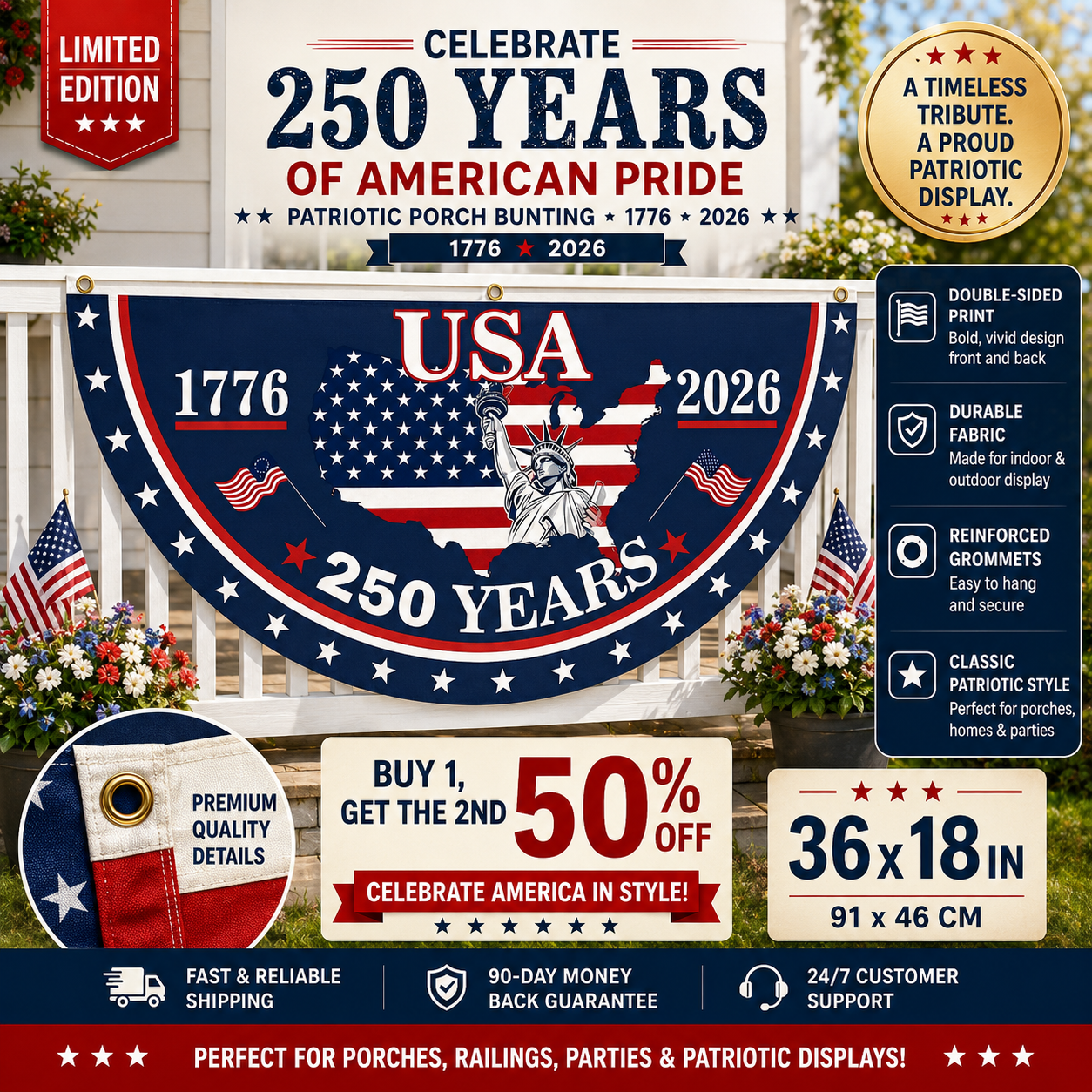 🎉4th July Flash 60% OFF ⭐ USA 250 YEARS COMMEMORATIVE BUNTING