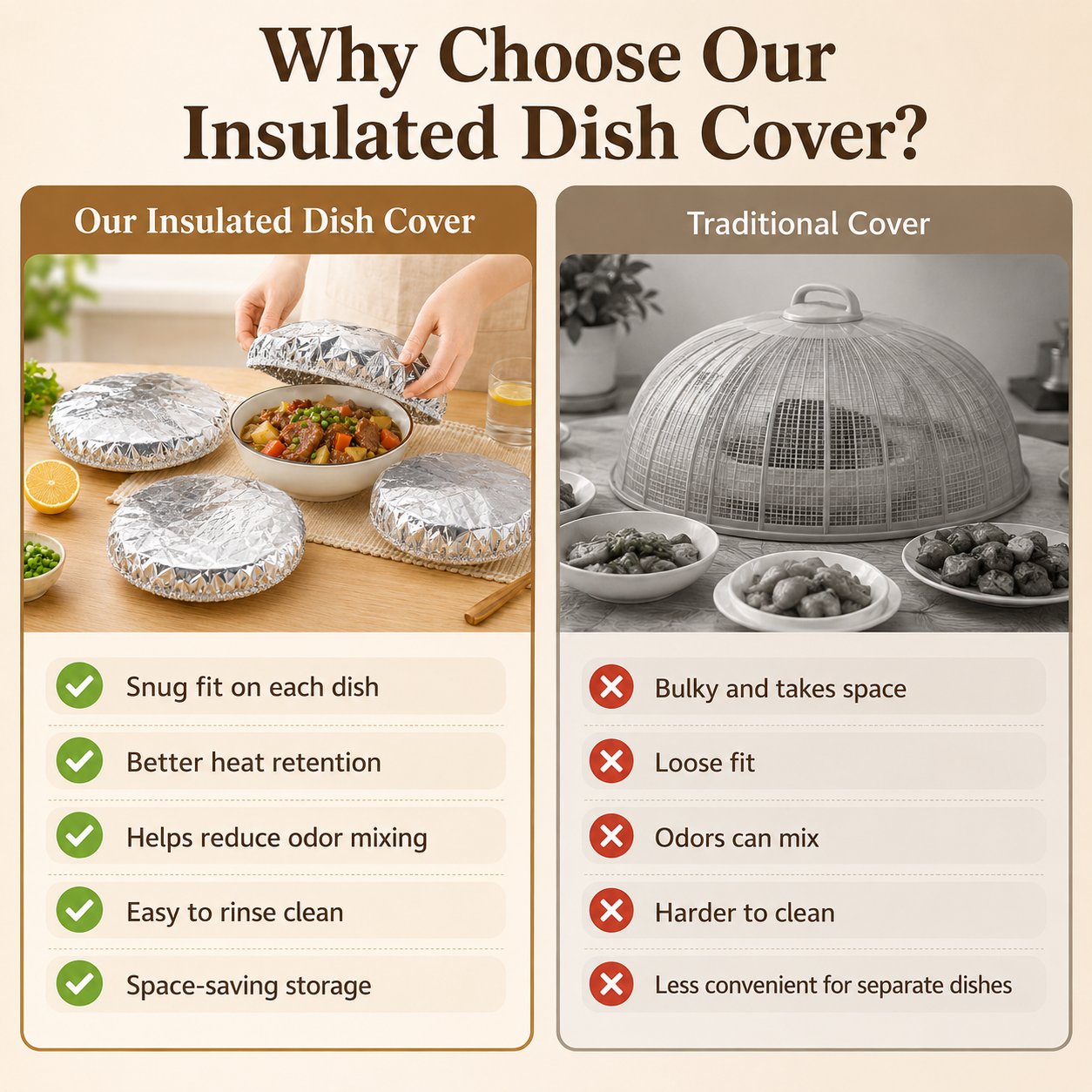 Reusable Insulated Dish Covers – Keep Meals Warm, Fresh & Protected ✨