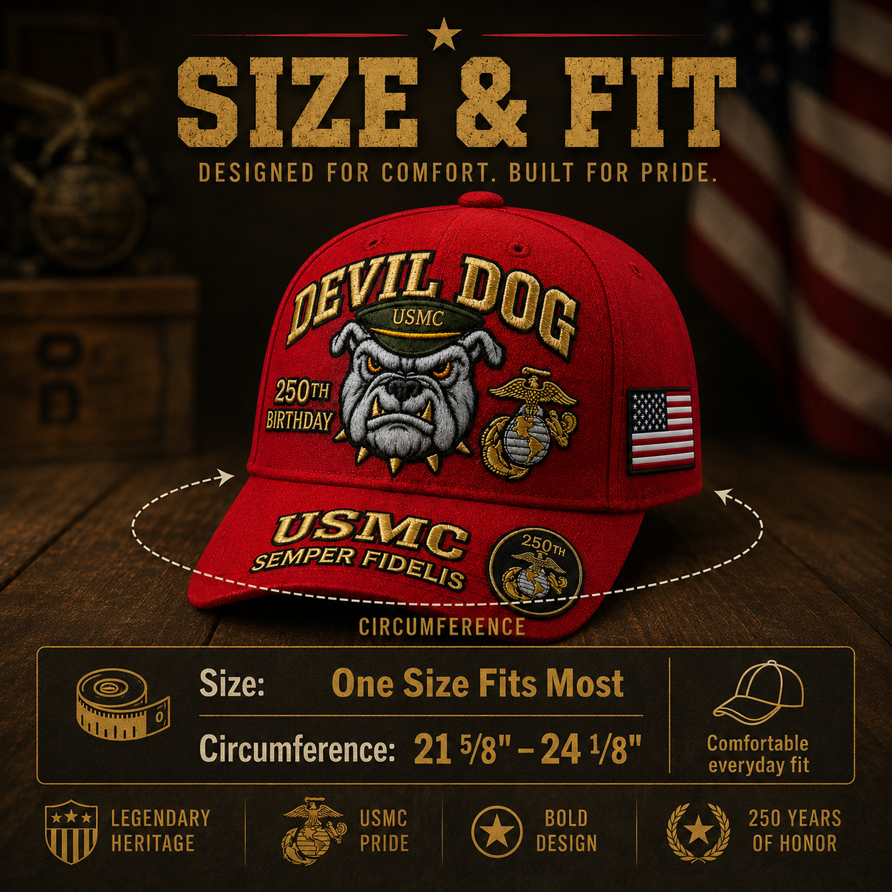🔥 Father’s Day Sale - ❤️Devil Dog USMC 250th Birthday Commemorative Embroidered Cap 🇺🇸