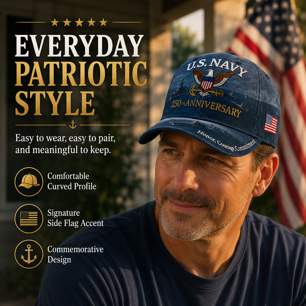 🔥 Father’s Day Sale - ❤️ U.S. Navy 250th Anniversary Commemorative Cap 🇺🇸