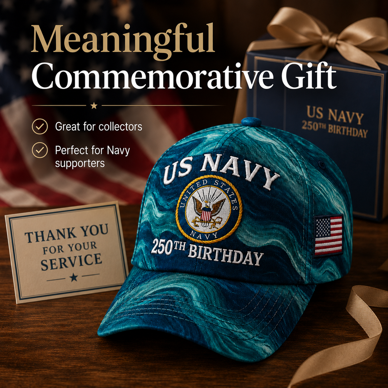 🔥 Father’s Day Sale - ❤️ US Navy 250th Birthday Commemorative Embroidered Cap 🇺🇸⚓