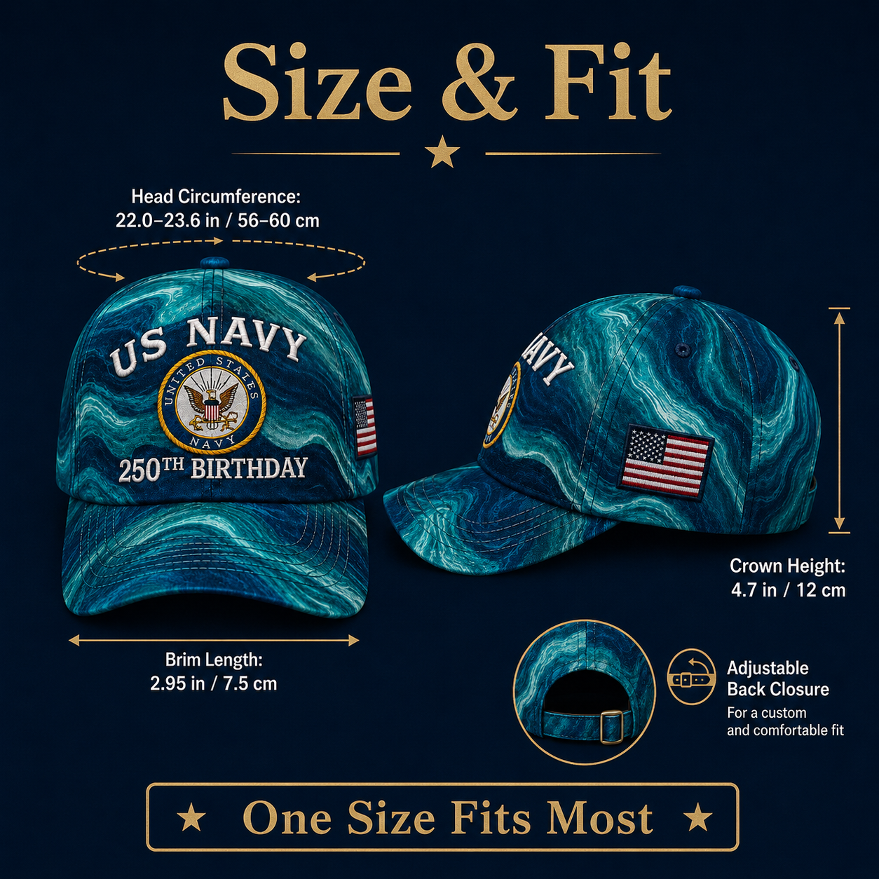 🔥 Father’s Day Sale - ❤️ US Navy 250th Birthday Commemorative Embroidered Cap 🇺🇸⚓
