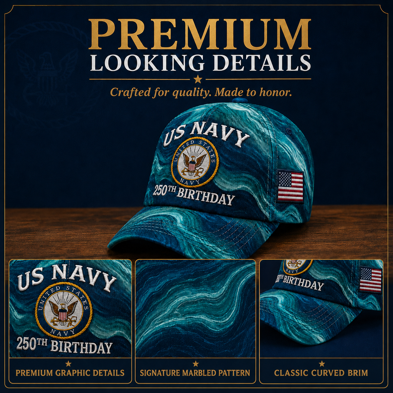 🔥 Father’s Day Sale - ❤️ US Navy 250th Birthday Commemorative Embroidered Cap 🇺🇸⚓