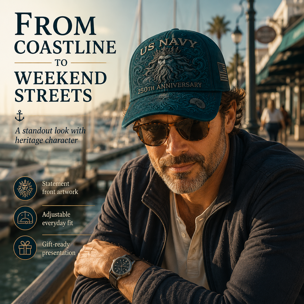 🔥 Father’s Day Sale - ❤️ US Navy 250th Anniversary Sea-King Tribute Cap ⚓🌊