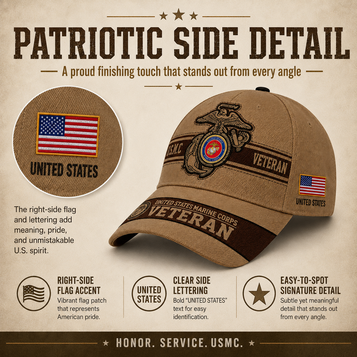 🔥 Father’s Day Sale - ❤️USMC Veteran Embroidered Cap 🇺🇸
