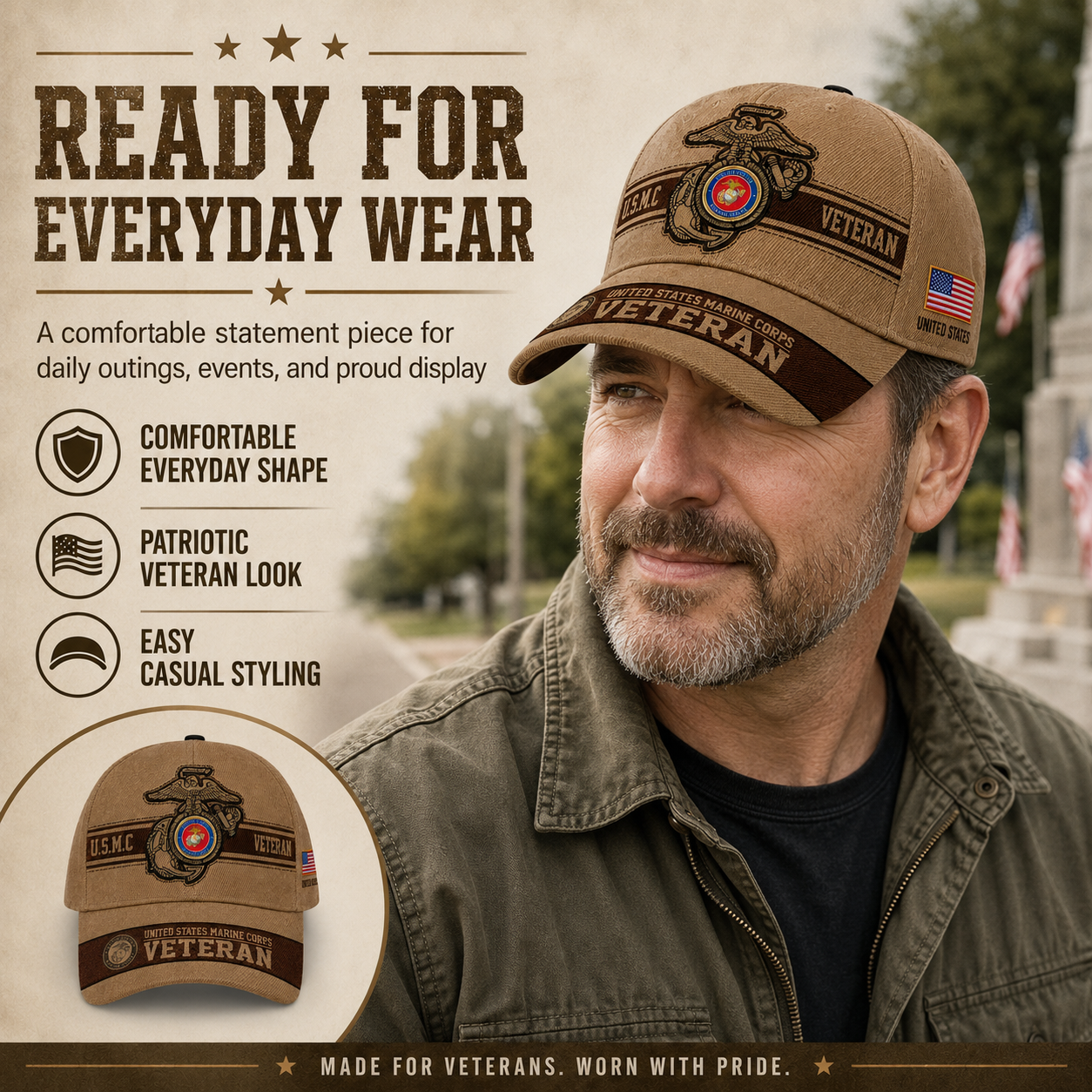 🔥 Father’s Day Sale - ❤️USMC Veteran Embroidered Cap 🇺🇸