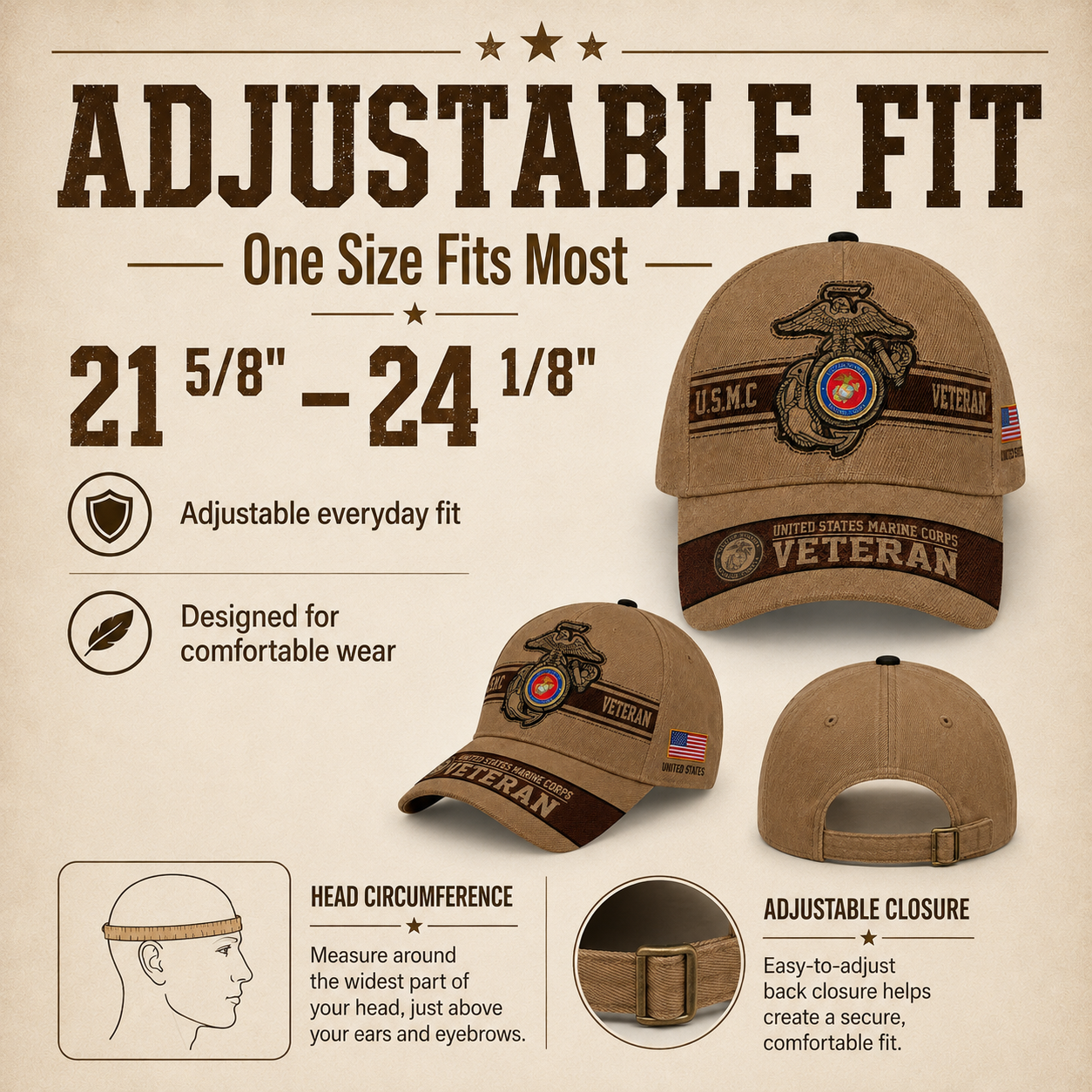 🔥 Father’s Day Sale - ❤️USMC Veteran Embroidered Cap 🇺🇸