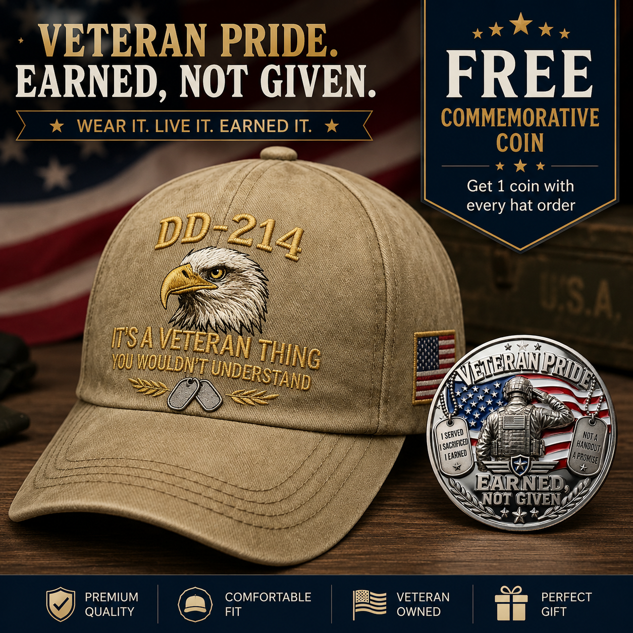 🎉Best Gift For Father❤️DD-214 Veteran Hat -It's a veteran thing🎁Free Symbolizes Honor Gift 