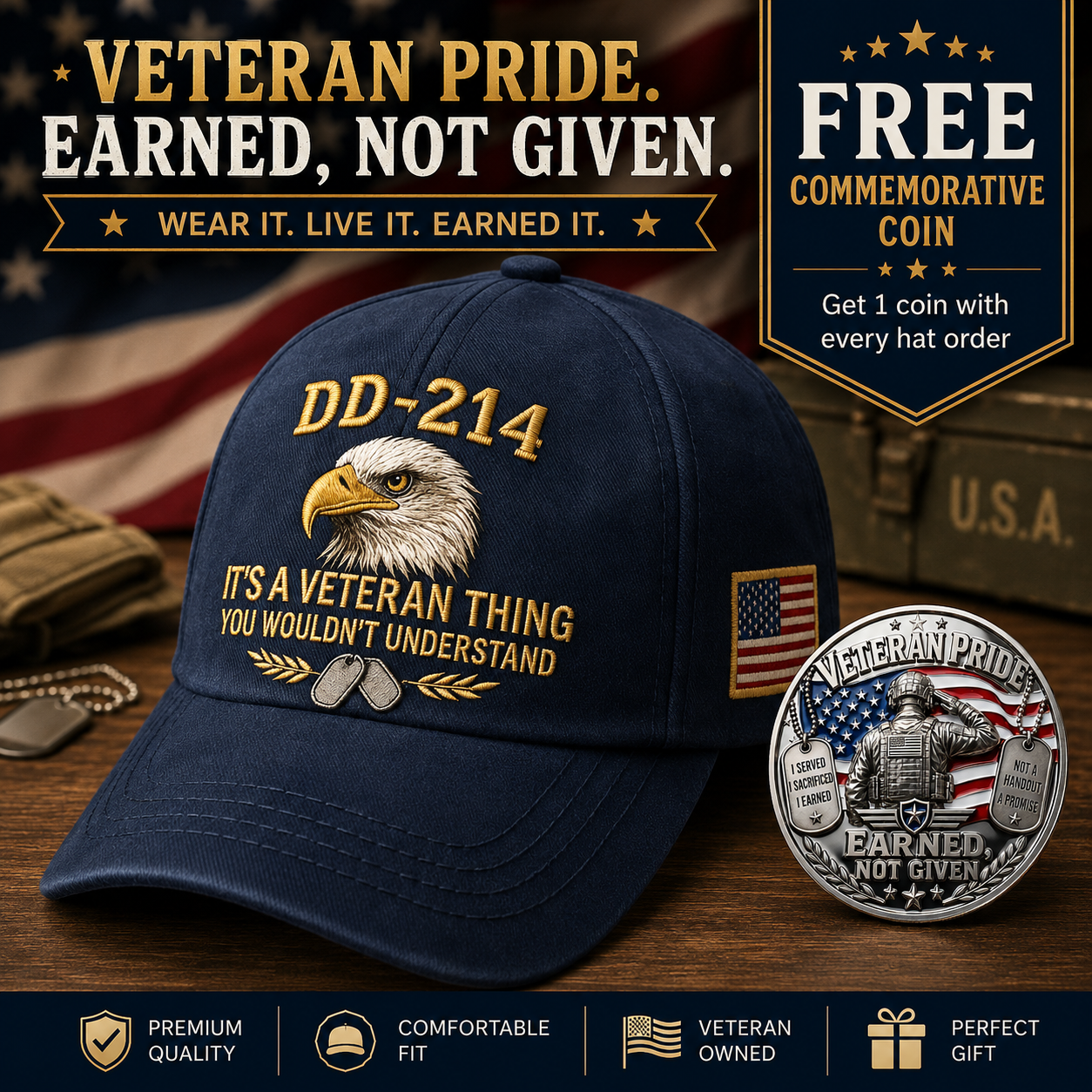 🎉Best Gift For Father❤️DD-214 Veteran Hat -It's a veteran thing🎁Free Symbolizes Honor Gift 