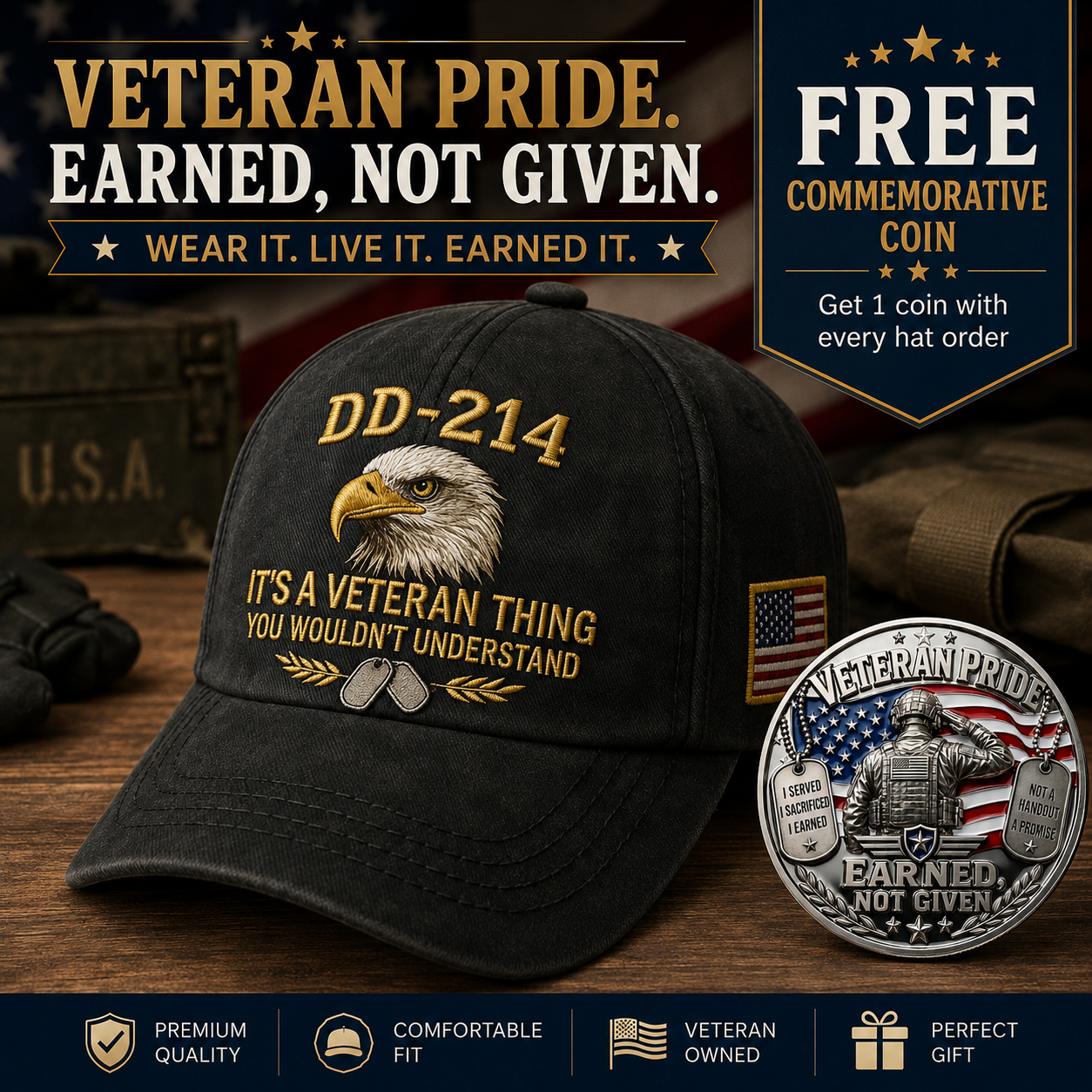 🎉Best Gift For Father❤️DD-214 Veteran Hat -It's a veteran thing🎁Free Symbolizes Honor Gift 