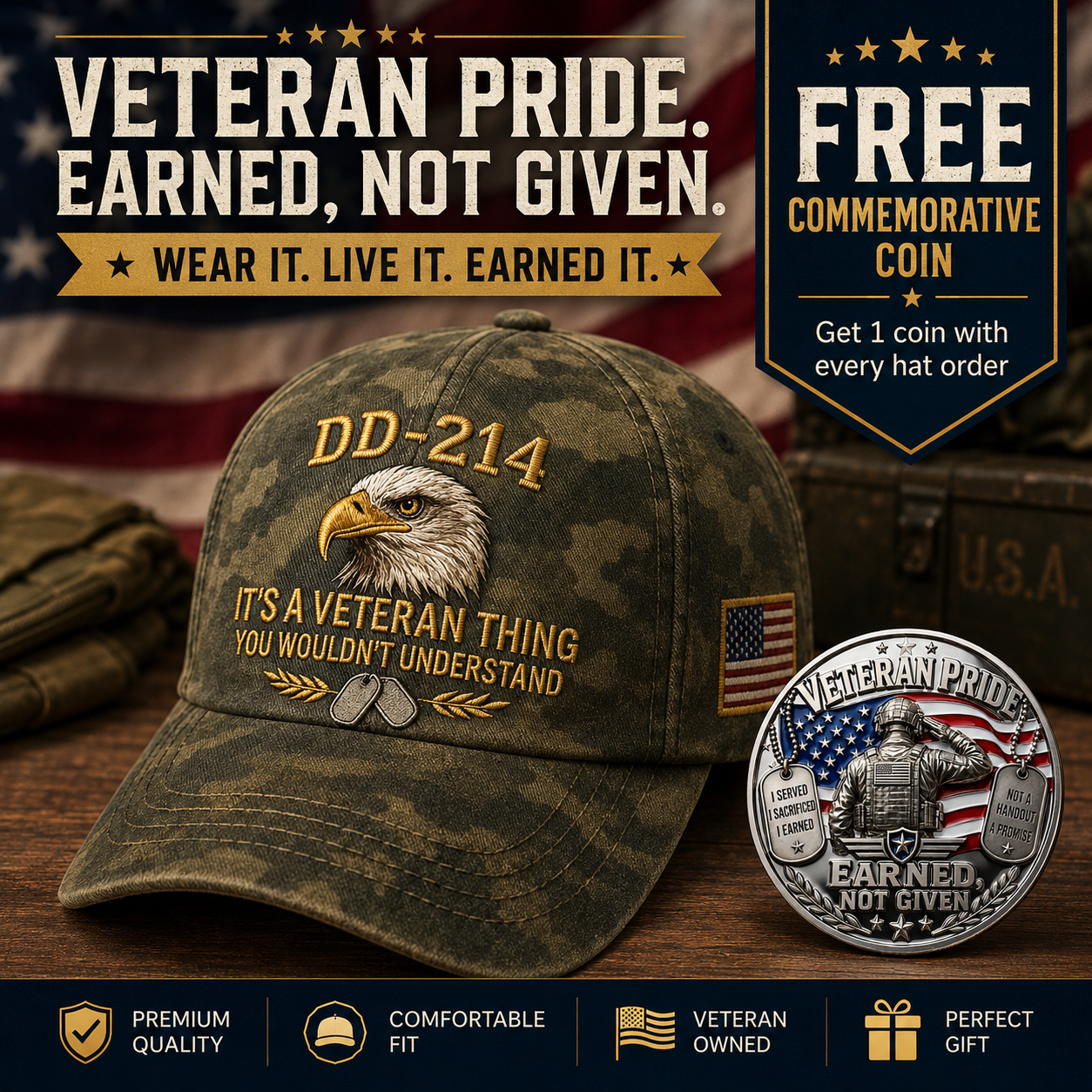 🎉Best Gift For Father❤️DD-214 Veteran Hat -It's a veteran thing🎁Free Symbolizes Honor Gift 