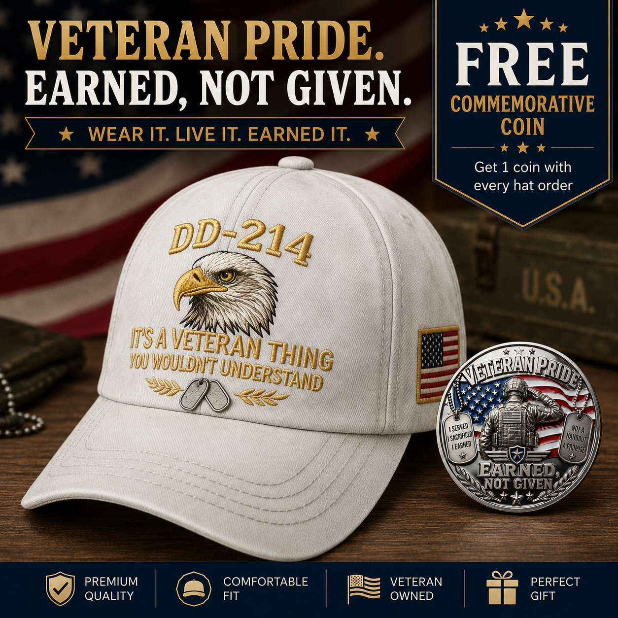 🎉Best Gift For Father❤️DD-214 Veteran Hat -It's a veteran thing🎁Free Symbolizes Honor Gift 