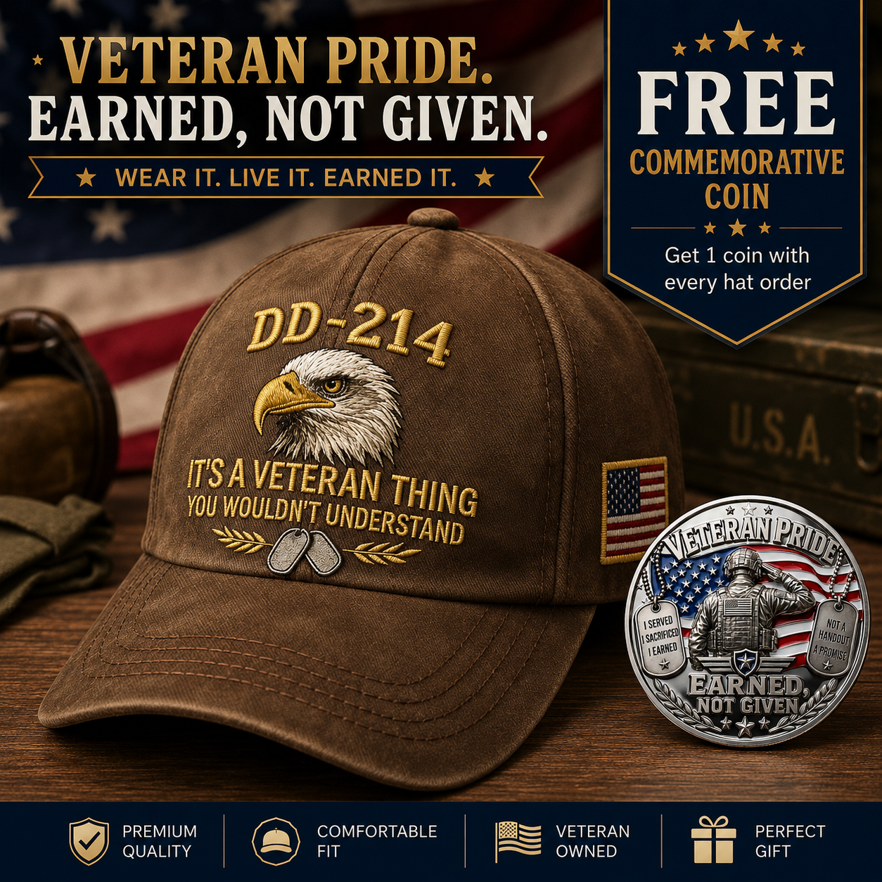 🎉Best Gift For Father❤️DD-214 Veteran Hat -It's a veteran thing🎁Free Symbolizes Honor Gift 