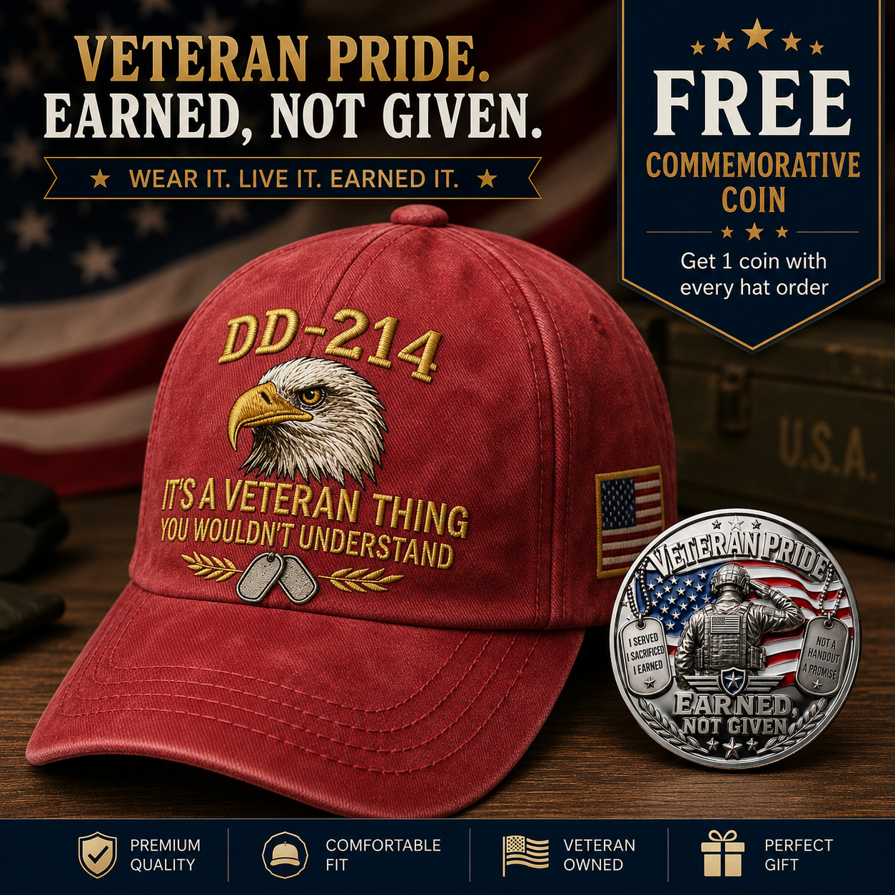🎉Best Gift For Father❤️DD-214 Veteran Hat -It's a veteran thing🎁Free Symbolizes Honor Gift 