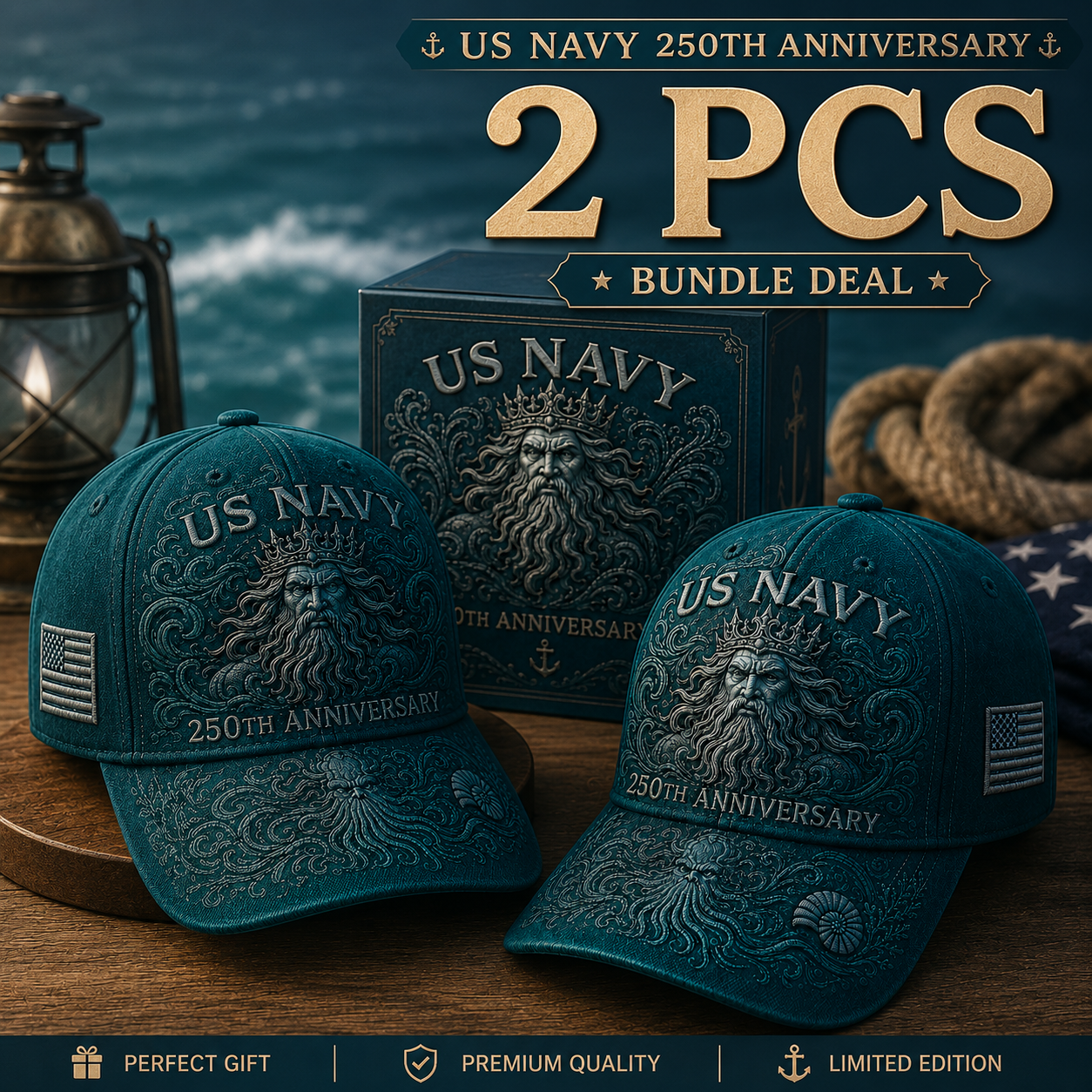 🔥 Father’s Day Sale - ❤️ US Navy 250th Anniversary Sea-King Tribute Cap ⚓🌊