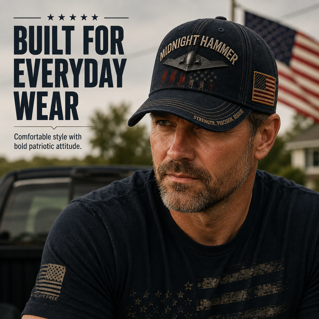 ❤️ MIDNIGHT HAMMER Tactical Embroidered Baseball Cap 🛩️🇺🇸