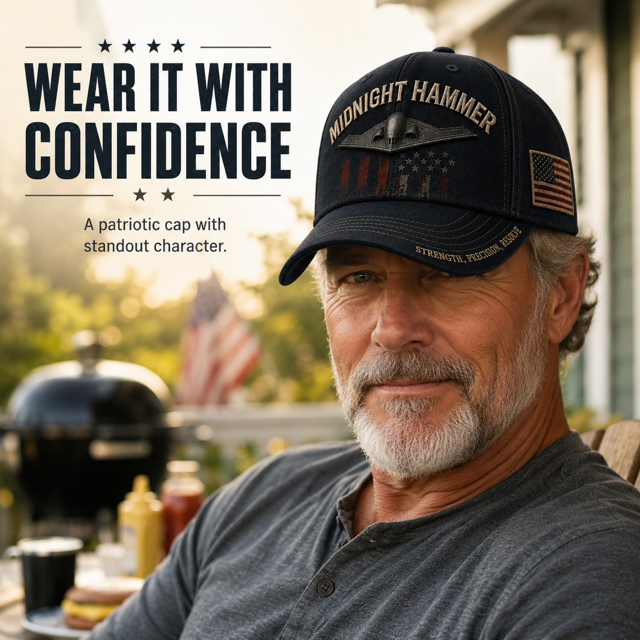 ❤️ MIDNIGHT HAMMER Tactical Embroidered Baseball Cap 🛩️🇺🇸