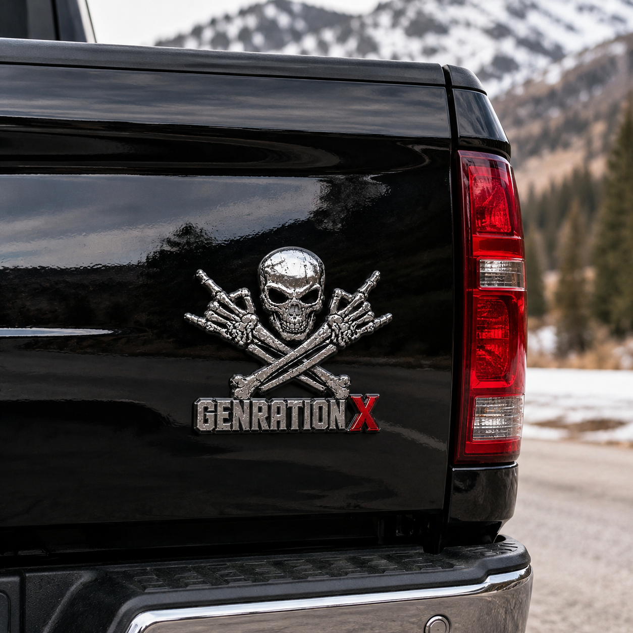 GENERATION X Metal Skull Car Emblem – Premium Chrome & Red X Badge 💥