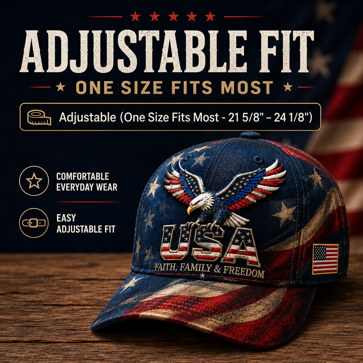 🦅Last Day 70% OFF - USA Faith, Family & Freedom Embroidered Cap
