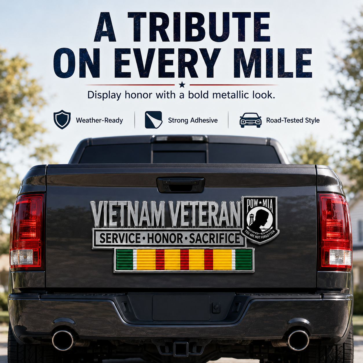 Vietnam Veteran Metal Car Emblem Decal – POW★MIA Tribute Badge 🇺🇸