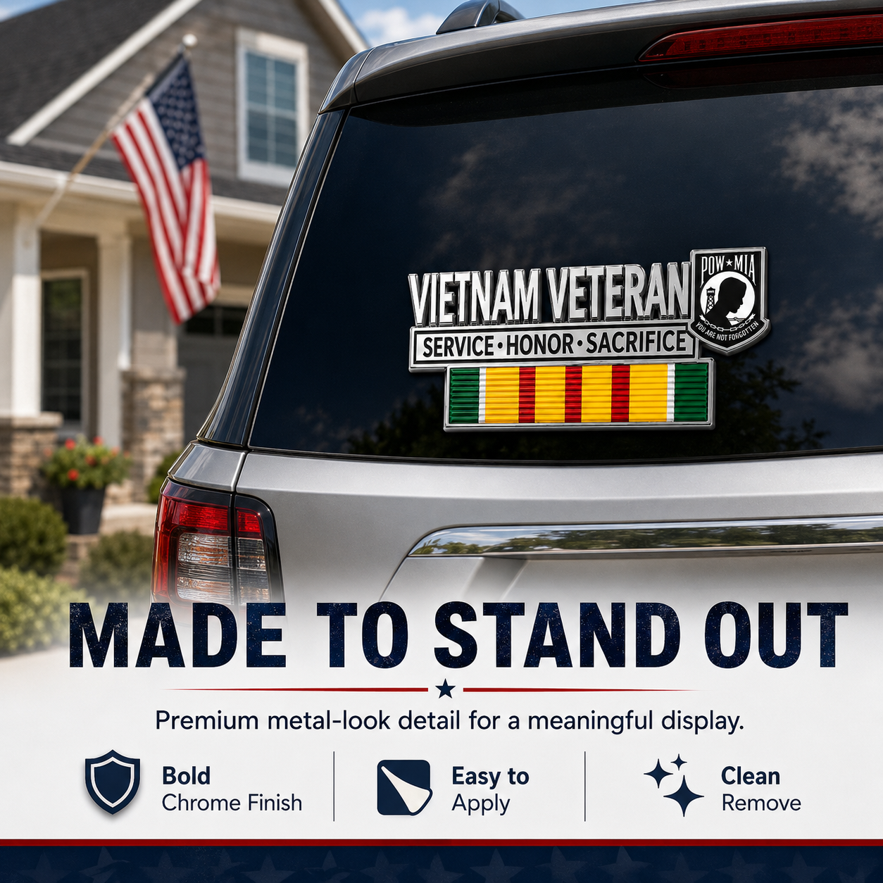 Vietnam Veteran Metal Car Emblem Decal – POW★MIA Tribute Badge 🇺🇸