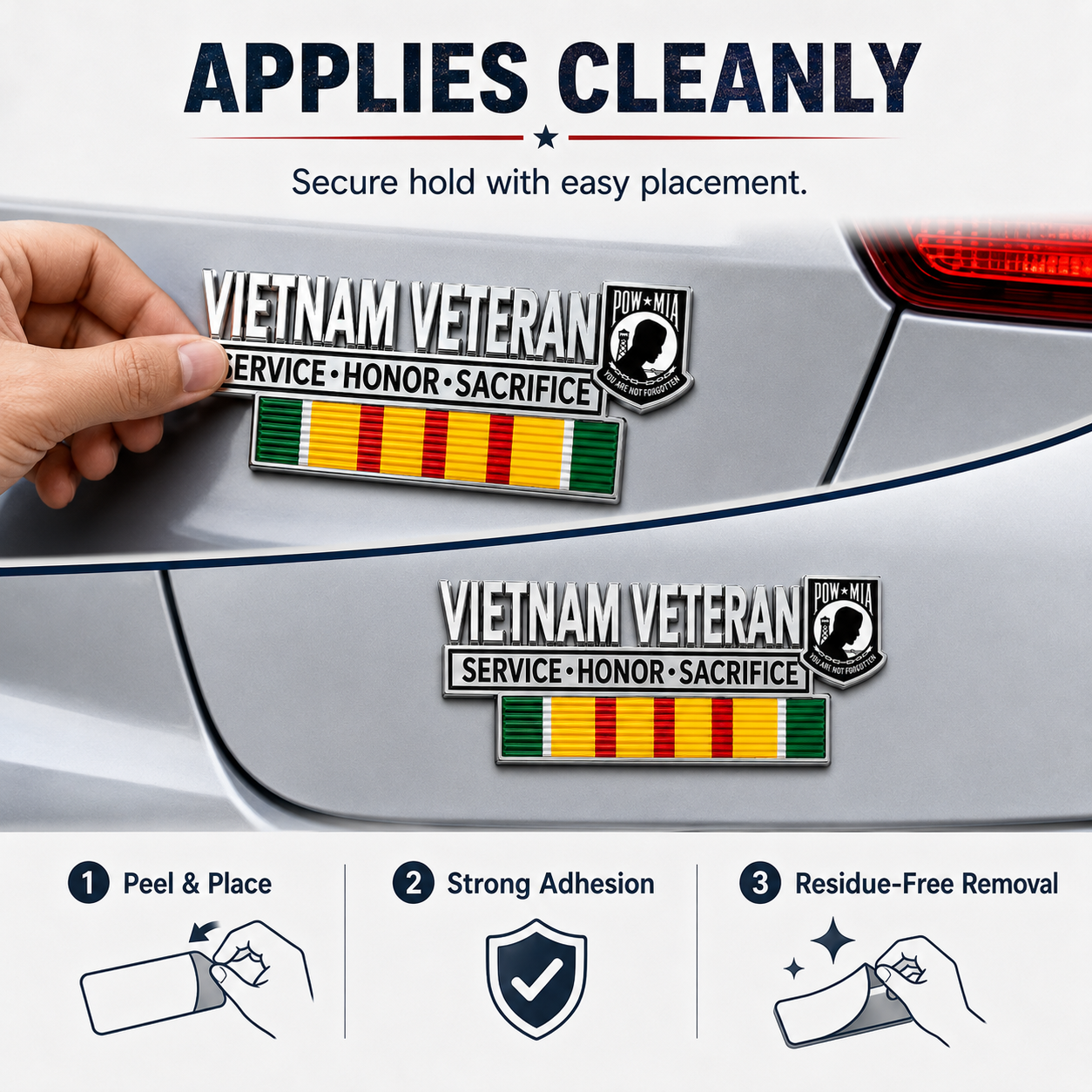 Vietnam Veteran Metal Car Emblem Decal – POW★MIA Tribute Badge 🇺🇸