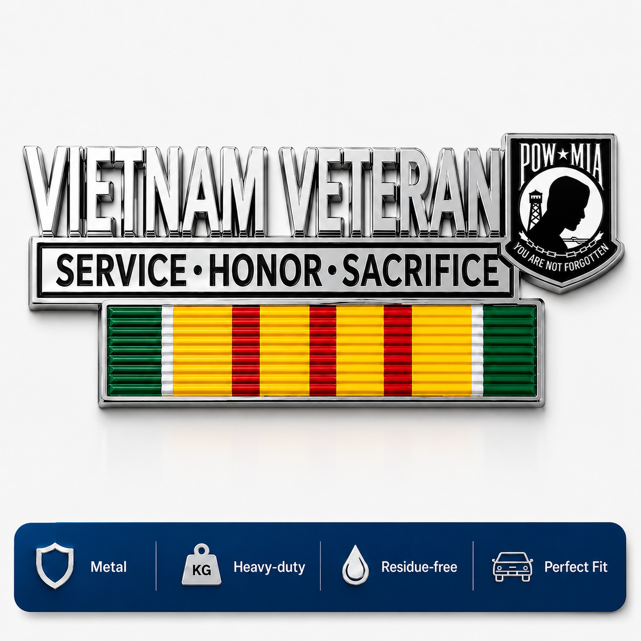 Vietnam Veteran Metal Car Emblem Decal – POW★MIA Tribute Badge 🇺🇸