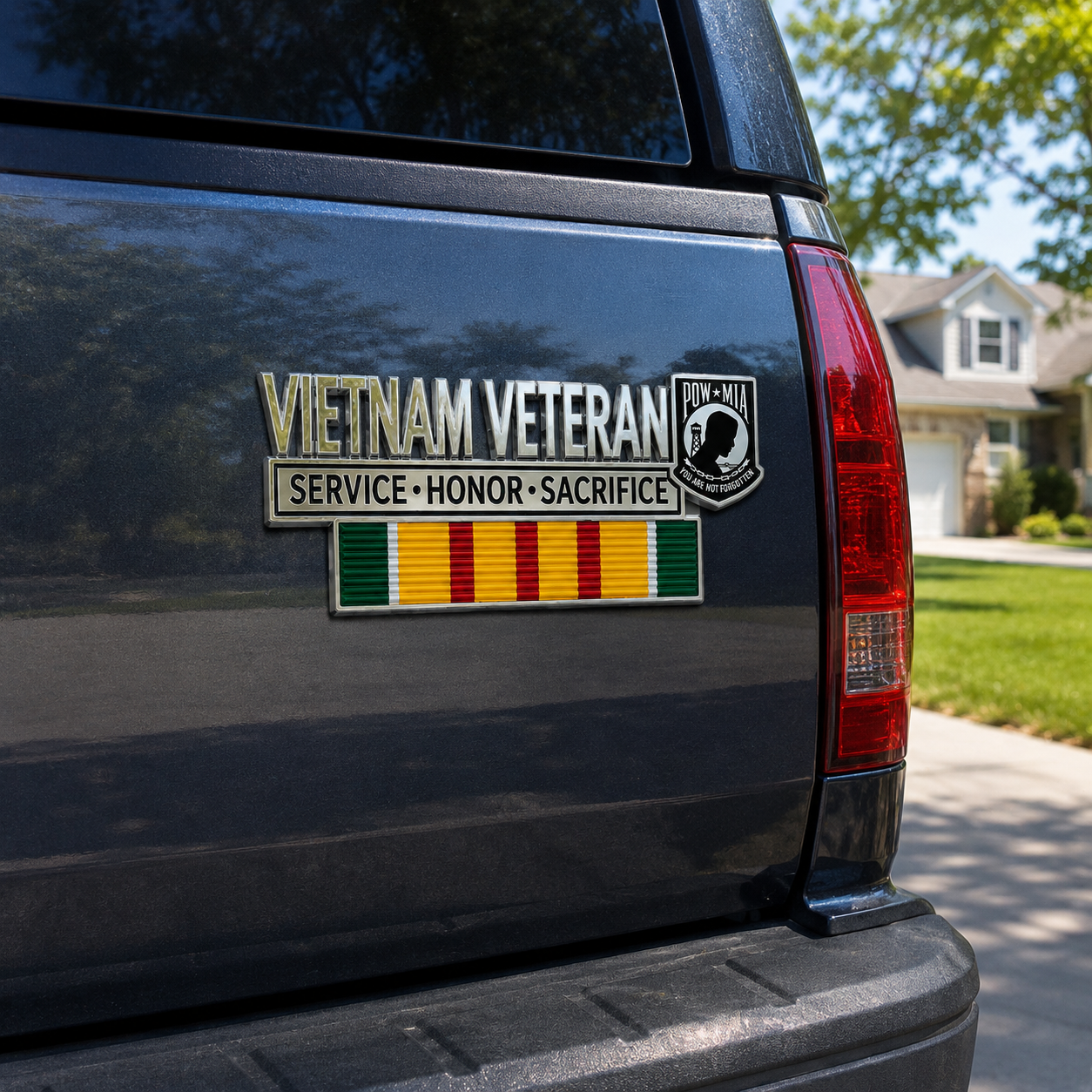Vietnam Veteran Metal Car Emblem Decal – POW★MIA Tribute Badge 🇺🇸