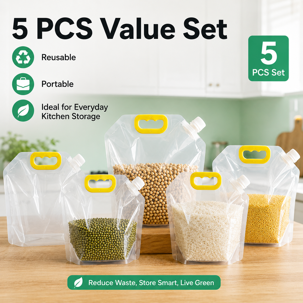 🧃 Portable Sealed Storage Bags – 5PCS Set