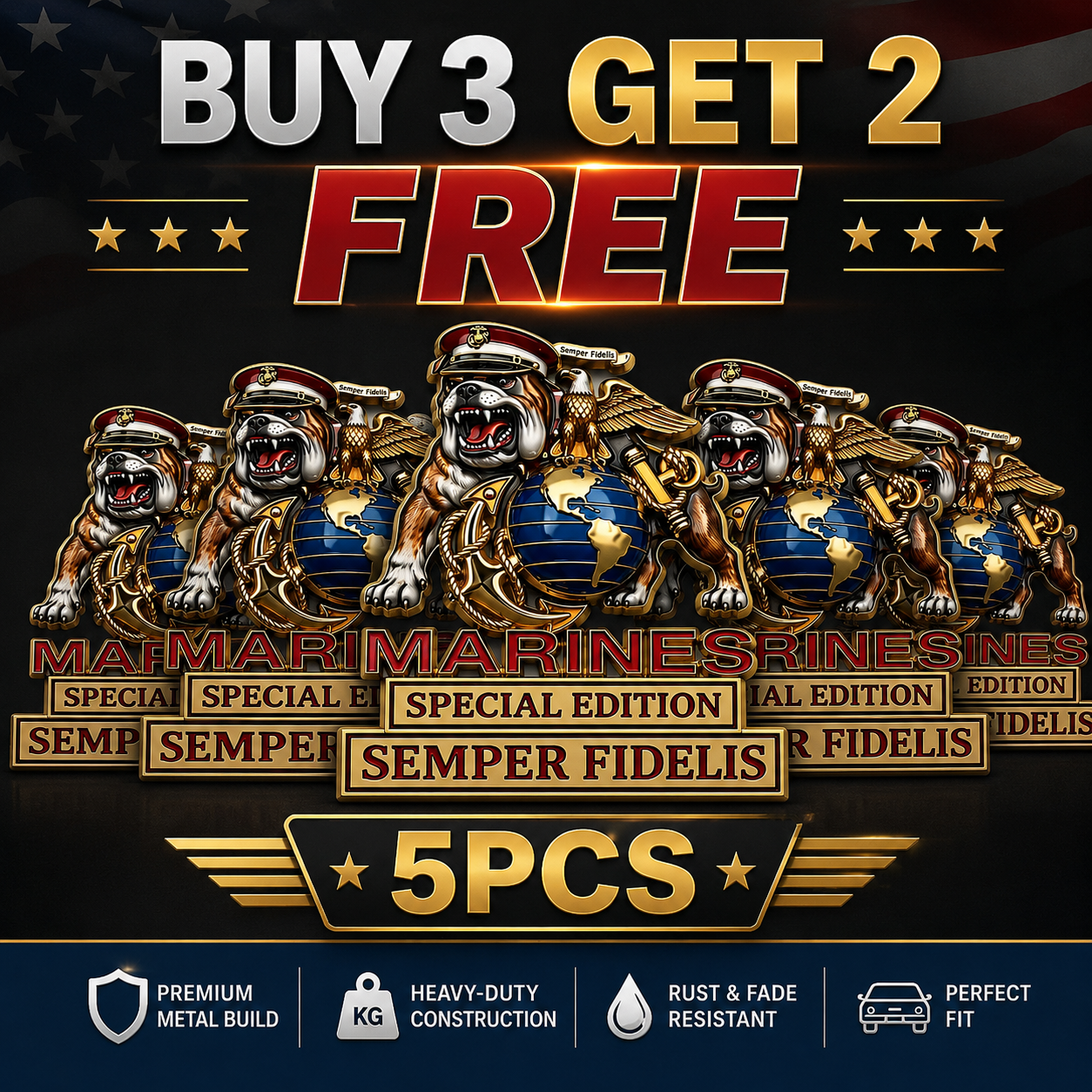 Marines Crops Special Edition Metal Car Emblem – Semper Fidelis Tribute Badge 🇺🇸🦅
