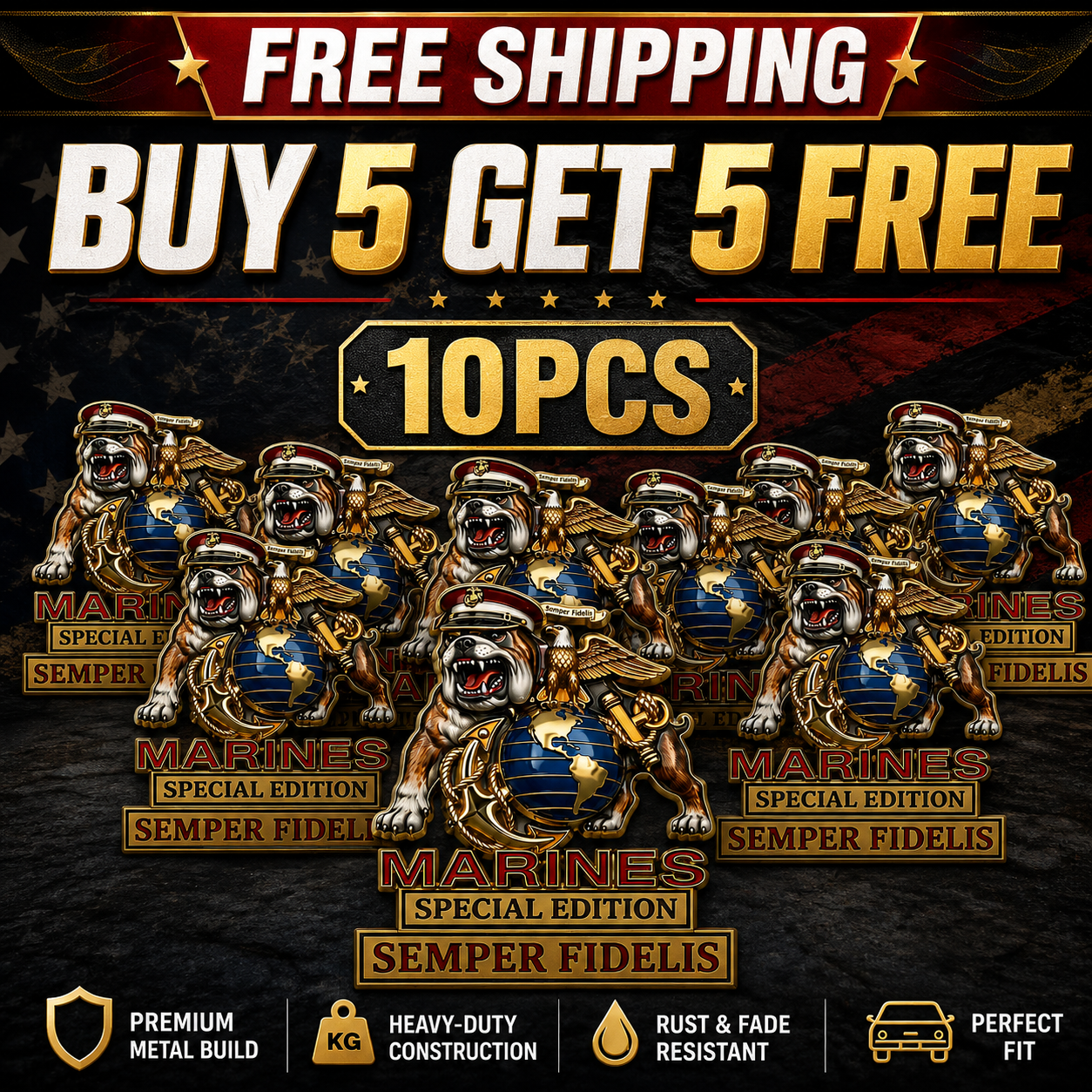 Marines Crops Special Edition Metal Car Emblem – Semper Fidelis Tribute Badge 🇺🇸🦅