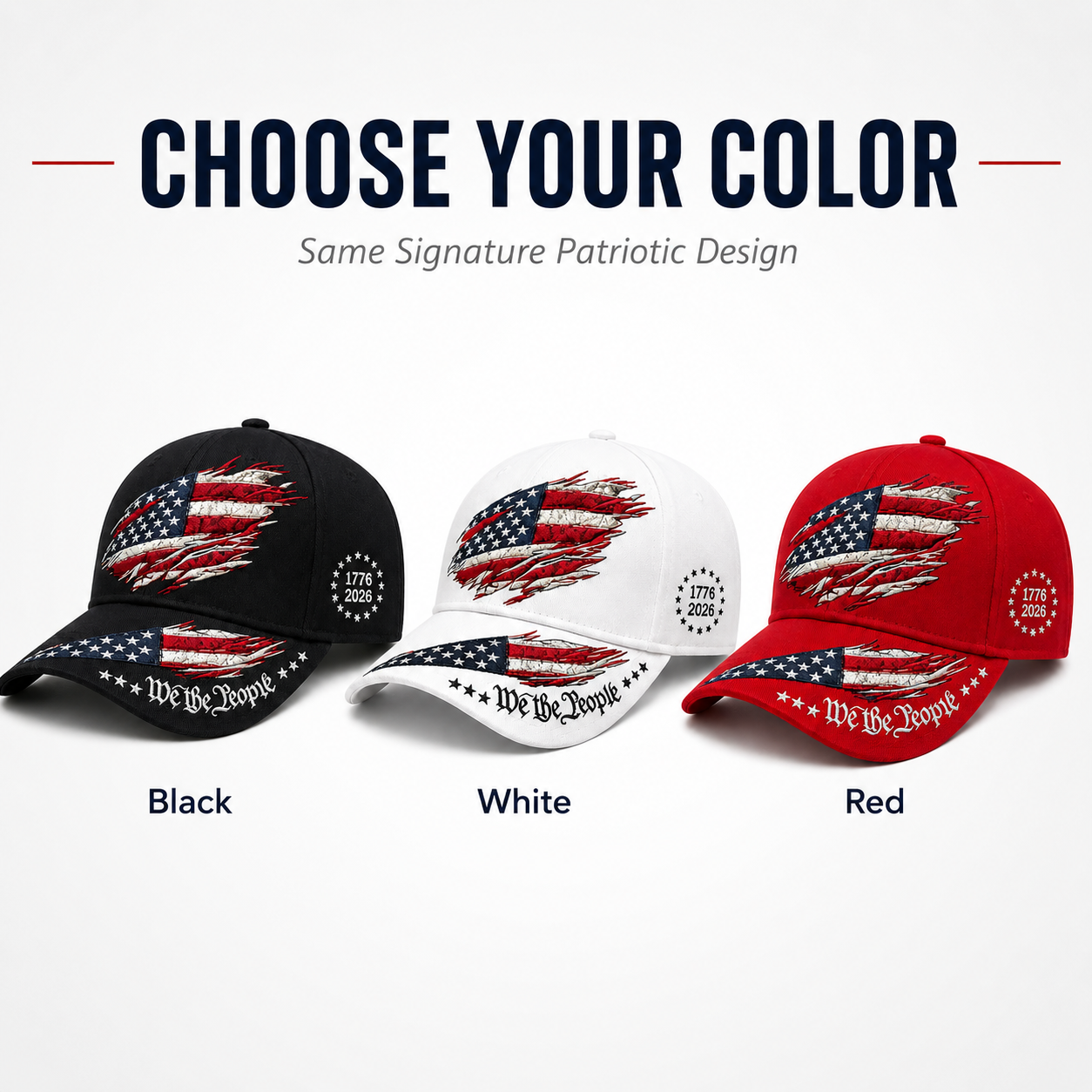 🎉Patriotic 4th of July ❤️ 🇺🇸 We The People Patriotic Embroidered Cap