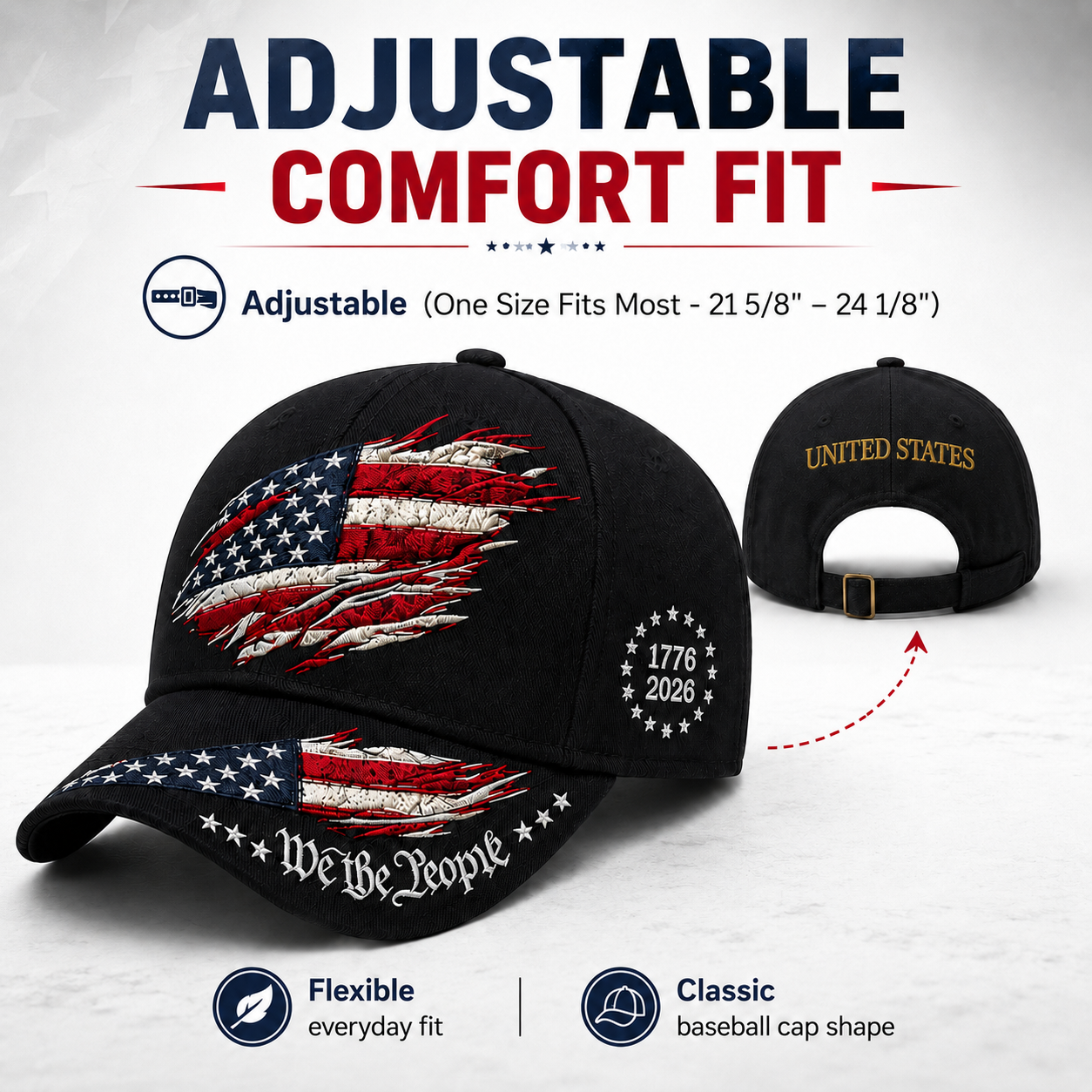 🎉Patriotic 4th of July ❤️ 🇺🇸 We The People Patriotic Embroidered Cap