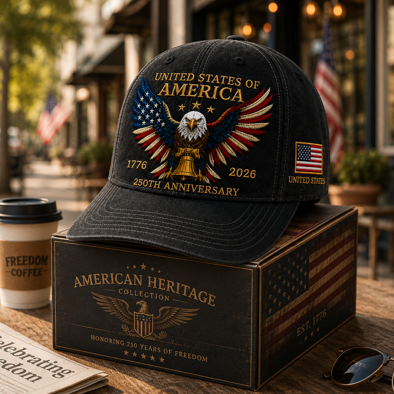 250th Anniversary Patriotic Eagle Baseball Cap – United States of America Pride Hat