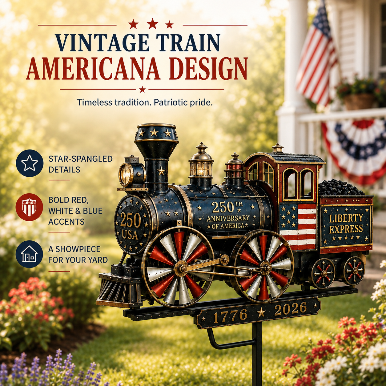 🔥Limited time 55% OFF🔥🚂USA 250 “Liberty Express” Train Garden Wind Spinner