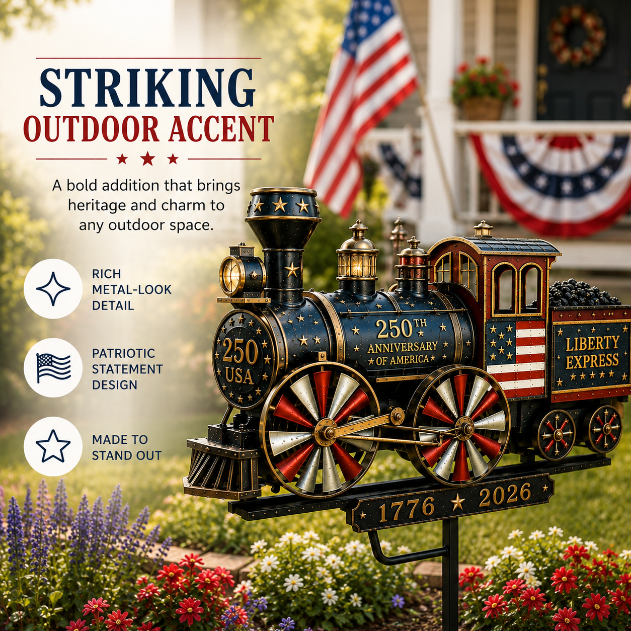 🔥Limited time 55% OFF🔥🚂USA 250 “Liberty Express” Train Garden Wind Spinner