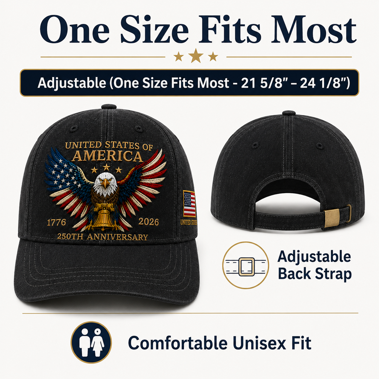 250th Anniversary Patriotic Eagle Baseball Cap – United States of America Pride Hat