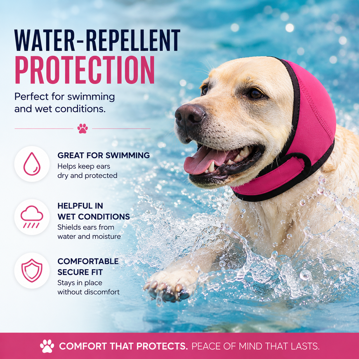 Calming Dog Ear Cover – Water-Repellent Noise-Reducing Pet Ear Hood🐶💗