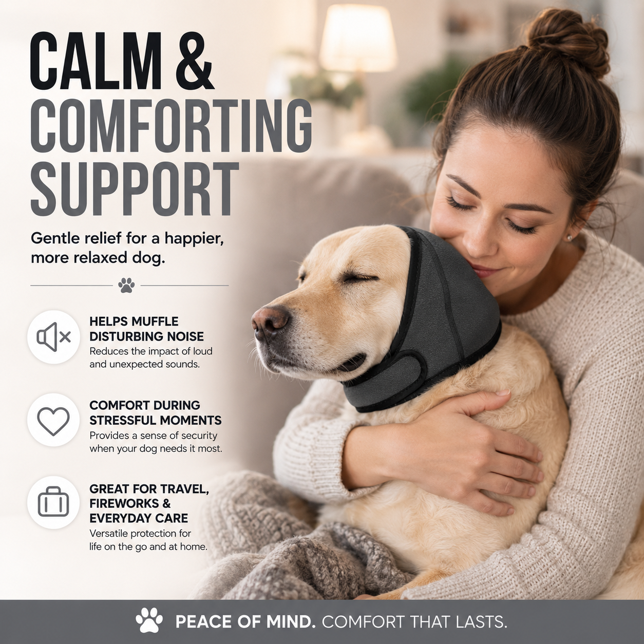Calming Dog Ear Cover – Water-Repellent Noise-Reducing Pet Ear Hood🐶💗