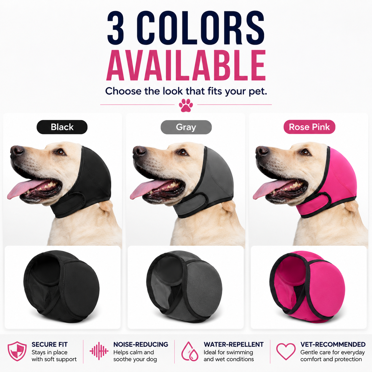 Calming Dog Ear Cover – Water-Repellent Noise-Reducing Pet Ear Hood🐶💗