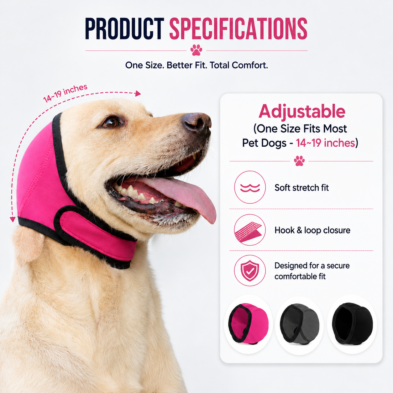 Calming Dog Ear Cover – Water-Repellent Noise-Reducing Pet Ear Hood🐶💗