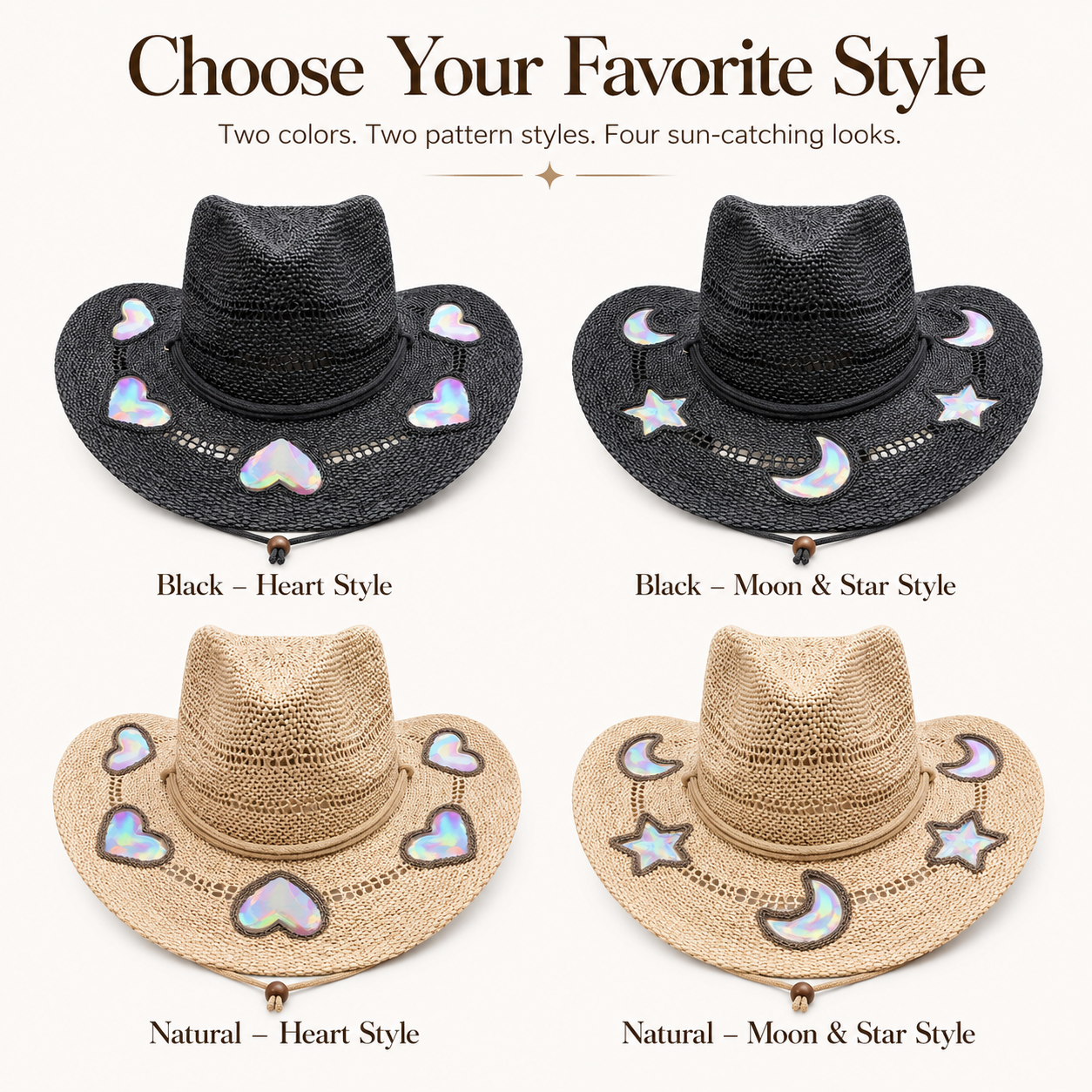 🏆Flash Sale⚡ 50K+ SOLD! Almost Gone-💥🔥Suncatcher Cowgirl Straw Prism Hat