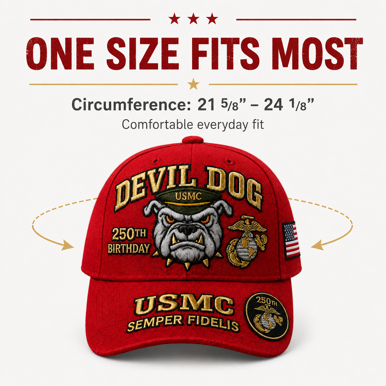 🔥 Father’s Day Sale - ❤️Devil Dog USMC 250th Birthday Commemorative Embroidered Cap 🇺🇸