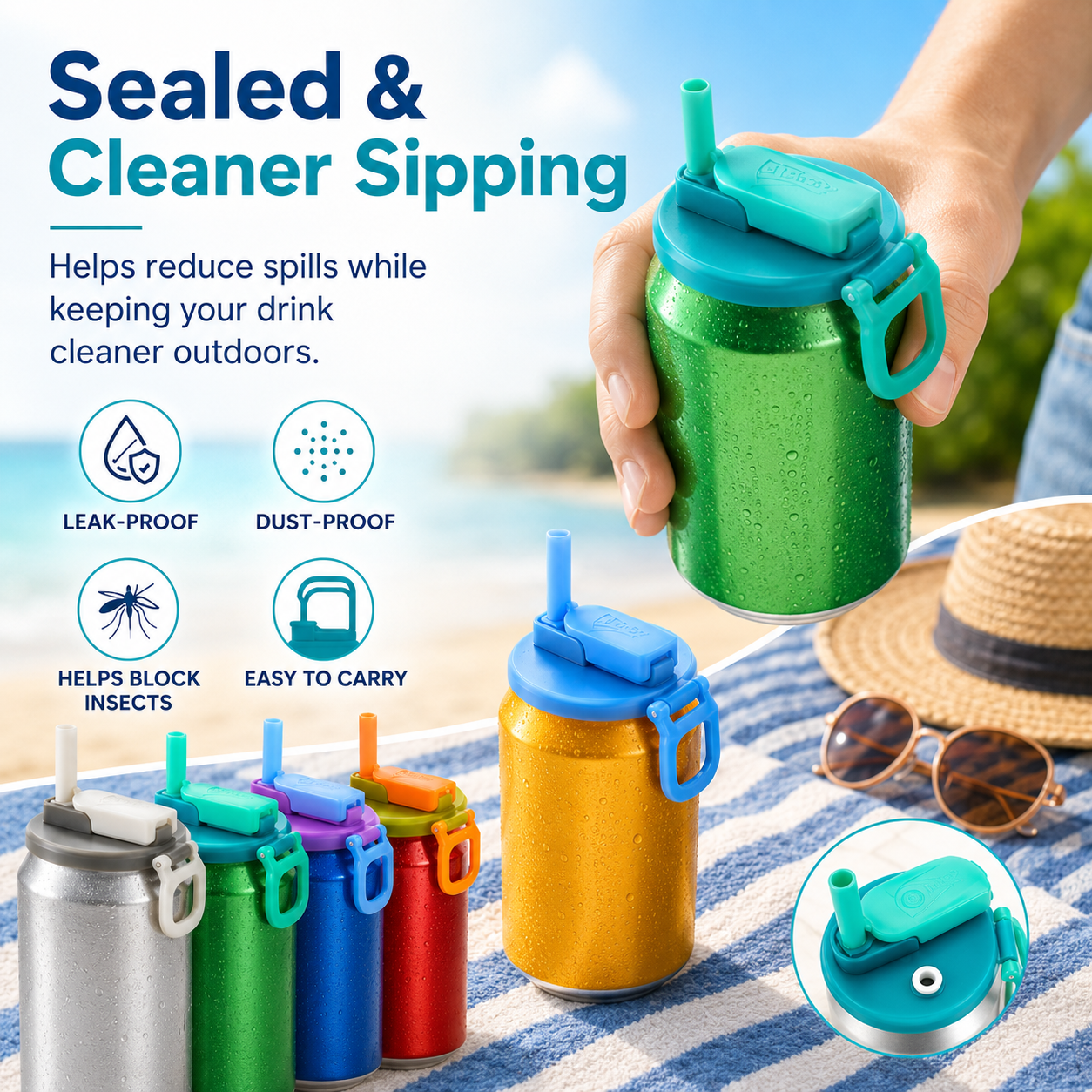 🔥Summer Hot Sale 49% OFF💞Straw Soda Can Lid (BUY 3 GET 2 FREE)