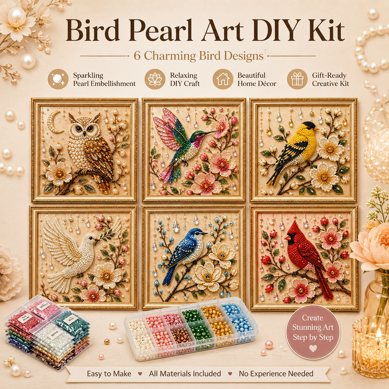  🌸 Luxury Bird Pearl Art DIY Kit