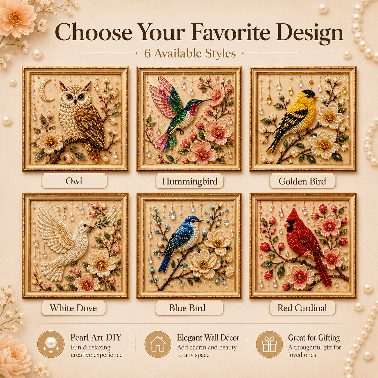 🌸 Luxury Bird Pearl Art DIY Kit