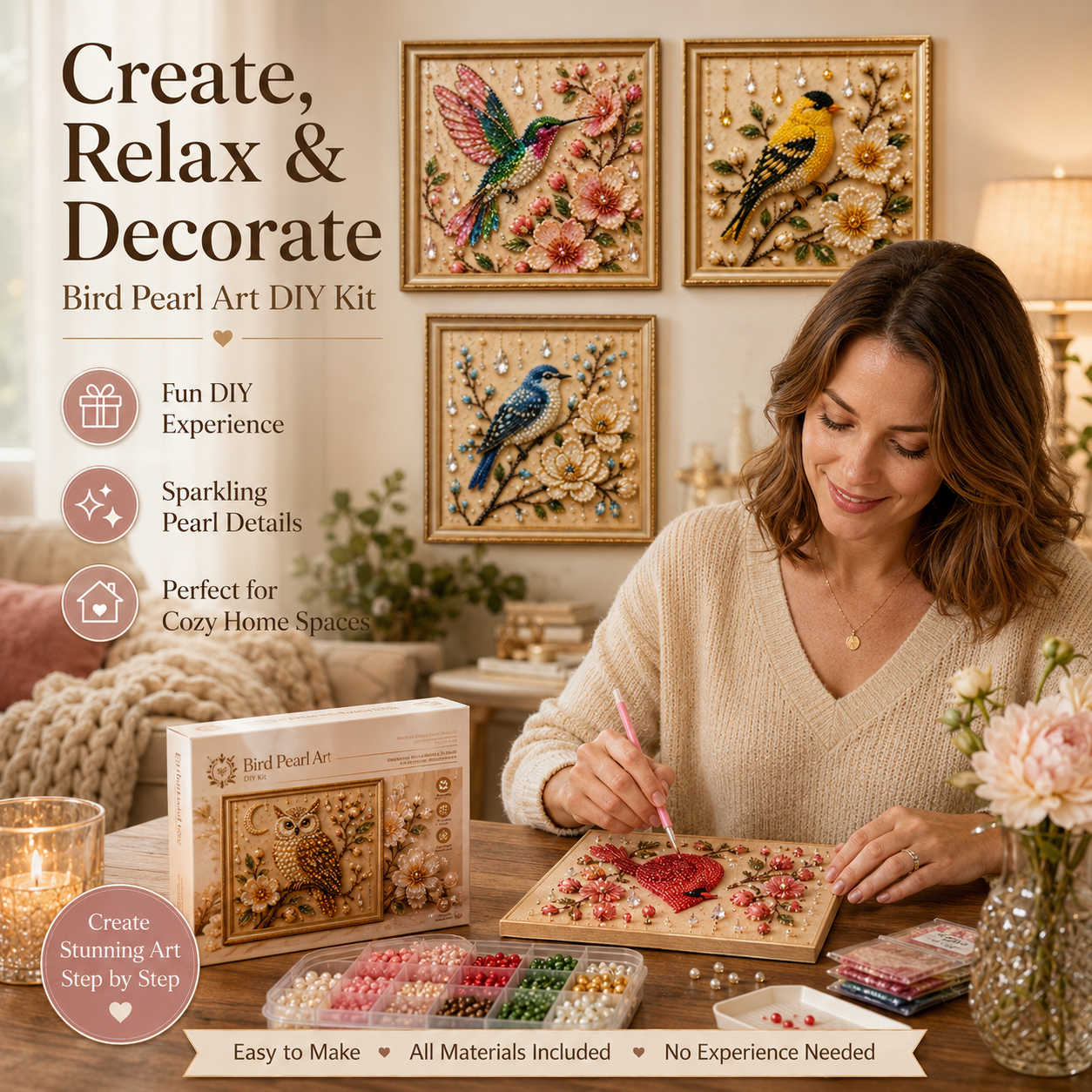  🌸 Luxury Bird Pearl Art DIY Kit