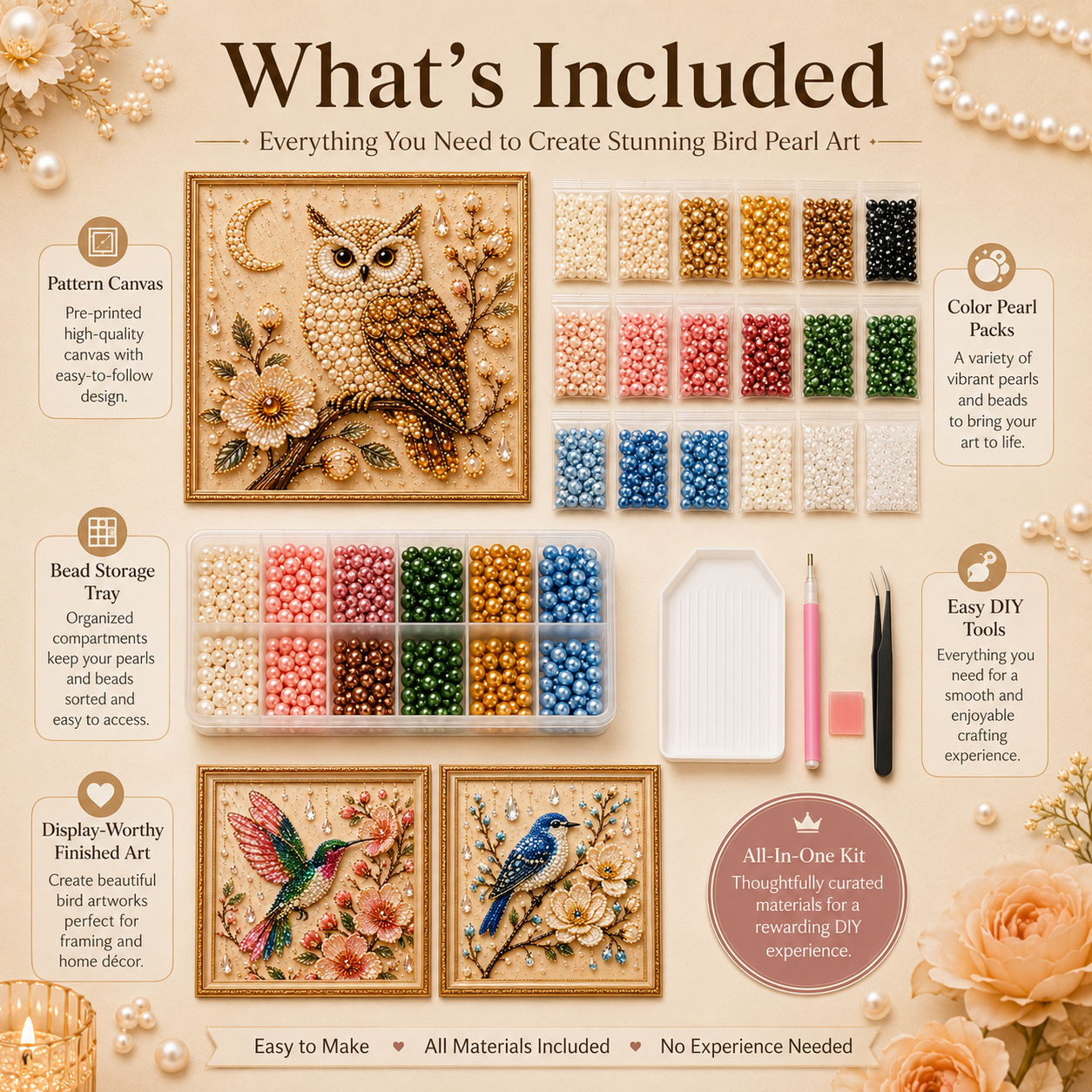  🌸 Luxury Bird Pearl Art DIY Kit