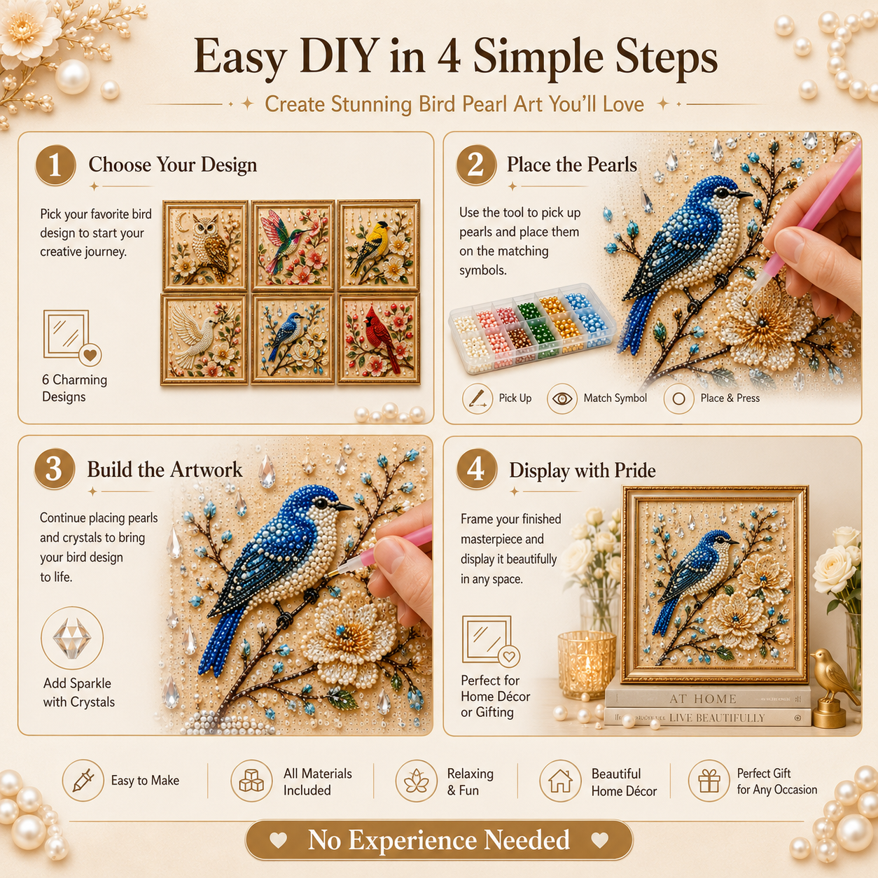  🌸 Luxury Bird Pearl Art DIY Kit